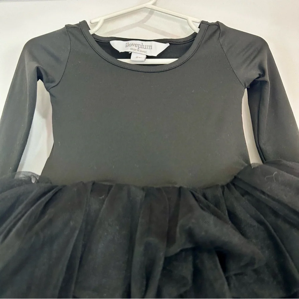I Love Plum Toddler Girls Long Sleeve BFF Tutu Dress Black Size 2 Y EUC Girly